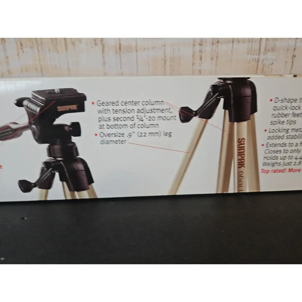 Sunpak‎ 620-080 Tripod w/3-Way Pan Head Folded 20.8